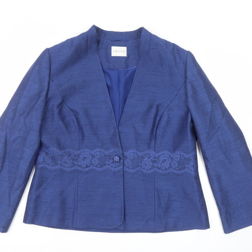 Eastex Women Blue Lace Trim Single-Breasted Suit Jacket UK 16