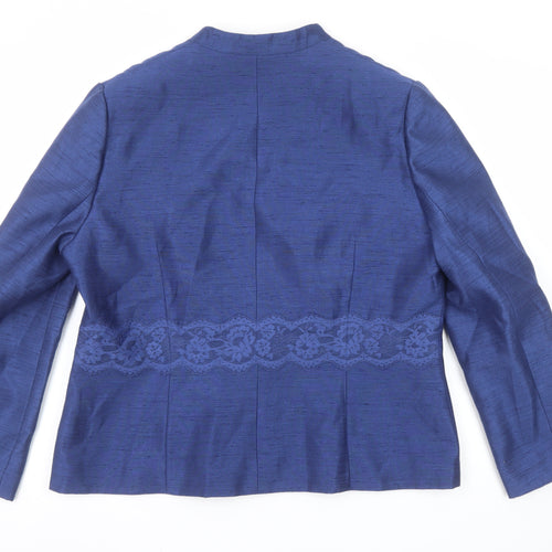 Eastex Women Blue Lace Trim Single-Breasted Suit Jacket UK 16