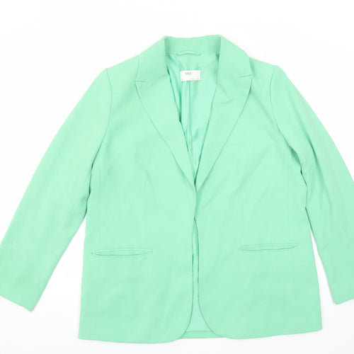 Marks and Spencer Womens Green Size 10 Regular Fit Single-Breasted Blazer