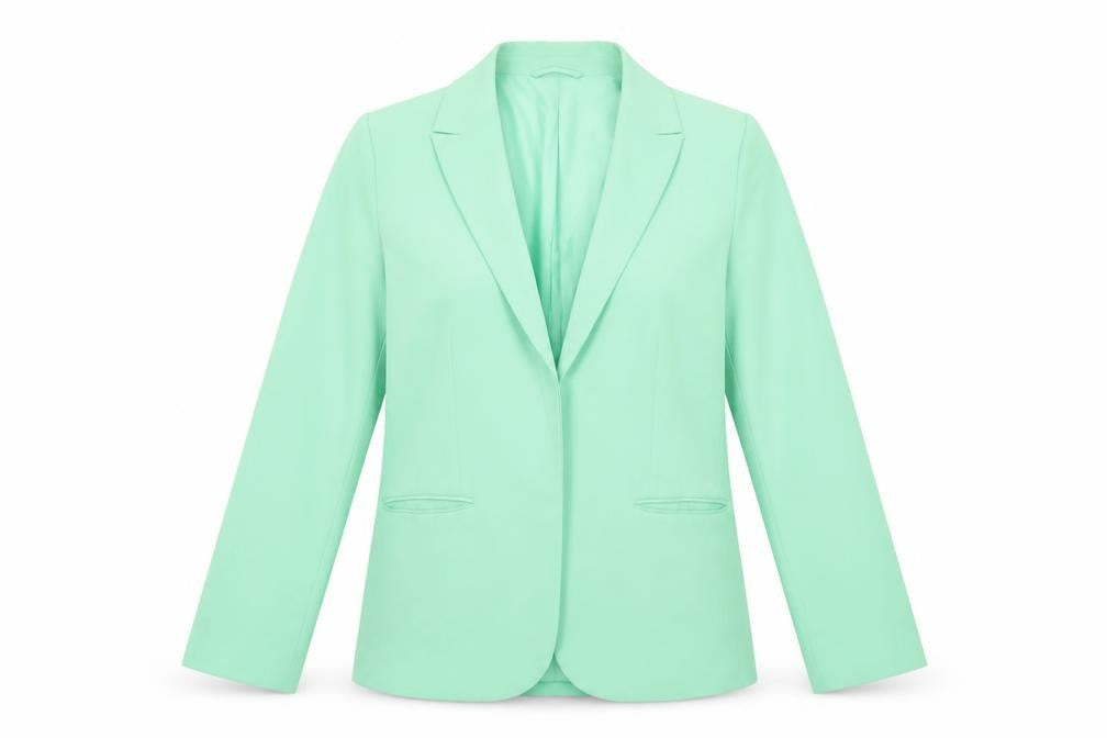 Front view of Marks & Spencer women’s green, size UK 10, regular fit single-breasted blazer