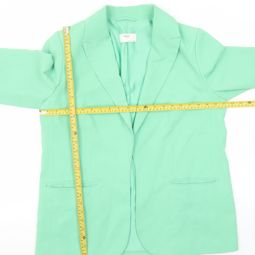 Marks and Spencer Womens Green Size 10 Regular Fit Single-Breasted Blazer