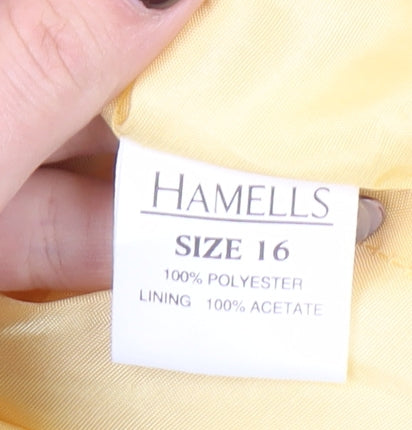 Hamells Womens Yellow Size 16 Lined Single-Breasted Blazer Jacket