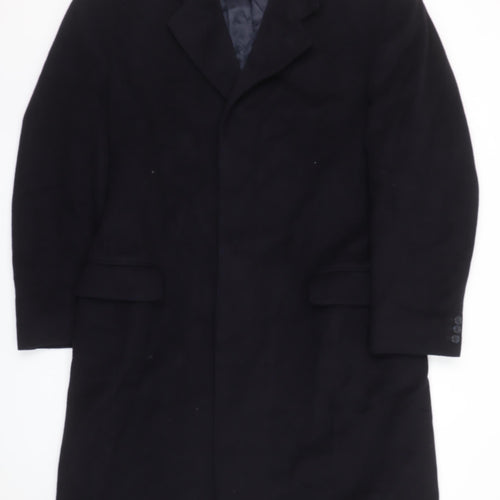 Centaur Men's Black Wool Overcoat 42in Regular Long Coat