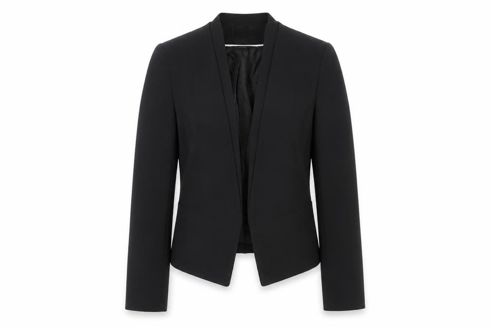 Front view of Topshop Petite Black Shawl Collar Blazer Jacket UK 4