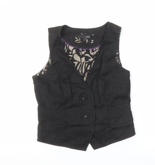 Next Women Black Linen Tailored Waistcoat Size 12
