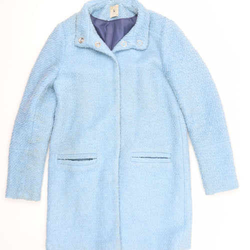 Tu Women Blue Wool Blend Mid-Length Overcoat Size 8 Lined