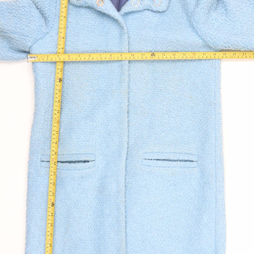 Tu Women Blue Wool Blend Mid-Length Overcoat Size 8 Lined