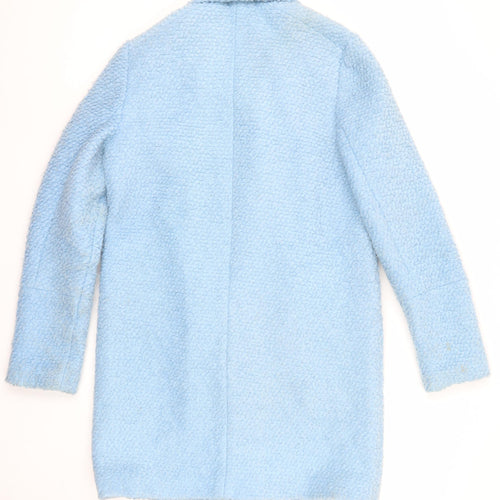 Tu Women Blue Wool Blend Mid-Length Overcoat Size 8 Lined