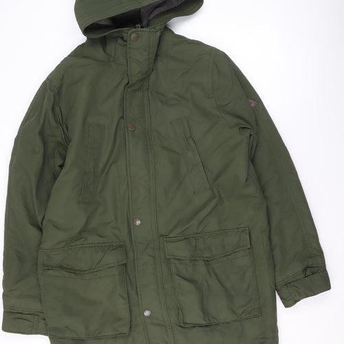 Hollister Men’s Green L Parka Jacket Hooded Lined Weathergear