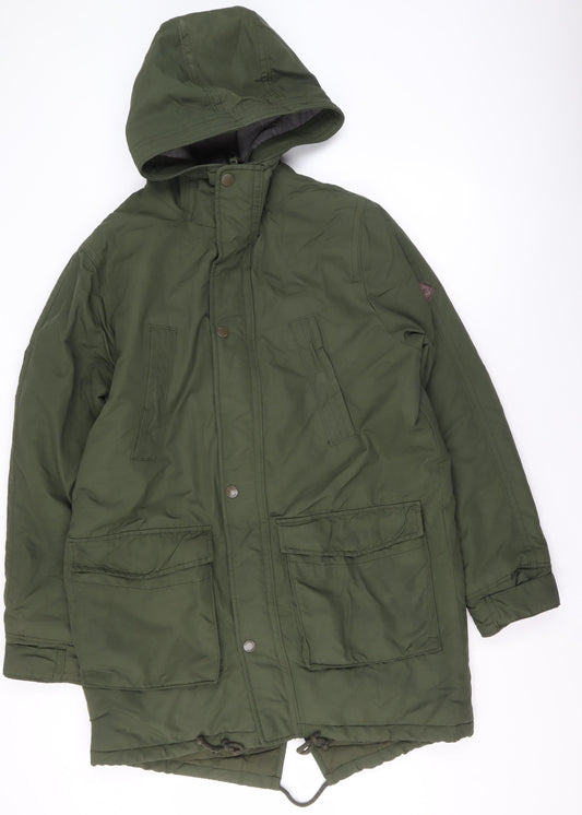 Hollister Men’s Green L Parka Jacket Hooded Lined Weathergear