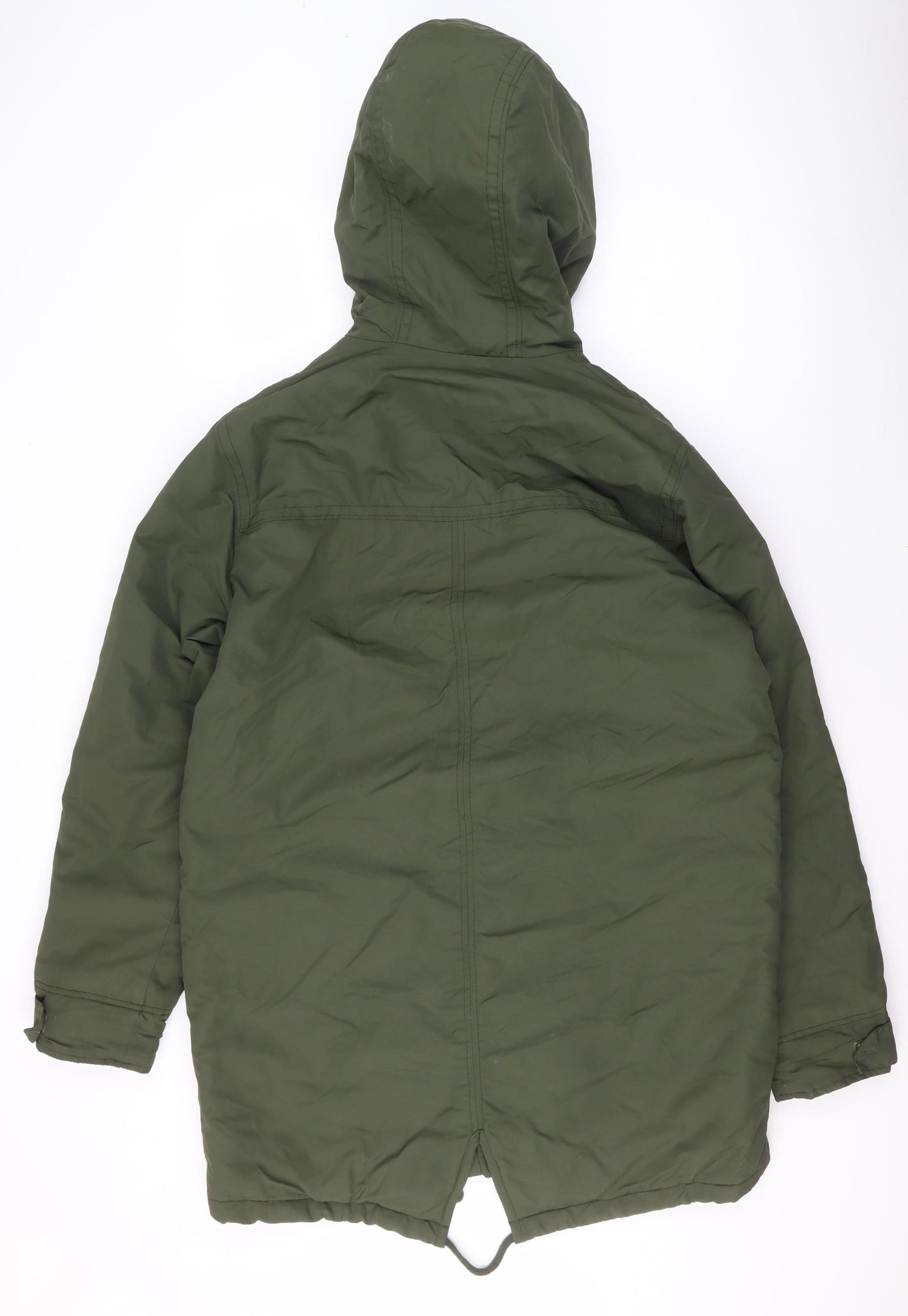 Hollister Men’s Green L Parka Jacket Hooded Lined Weathergear