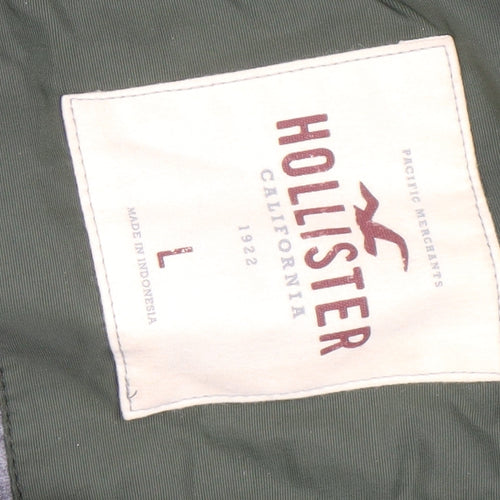 Hollister Men’s Green L Parka Jacket Hooded Lined Weathergear