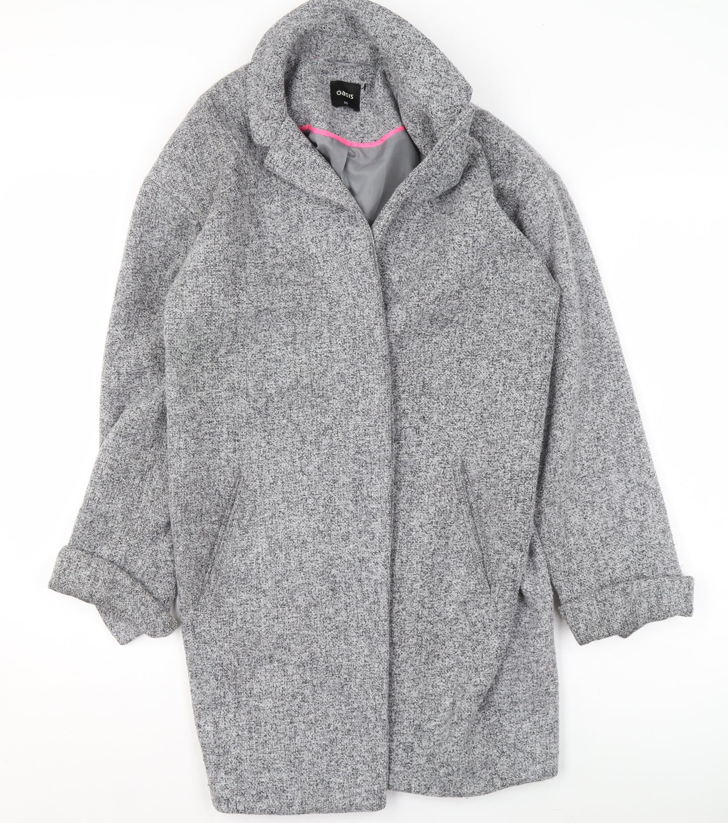 Oasis Women Grey Wool Blend Mid-Length Overcoat XS