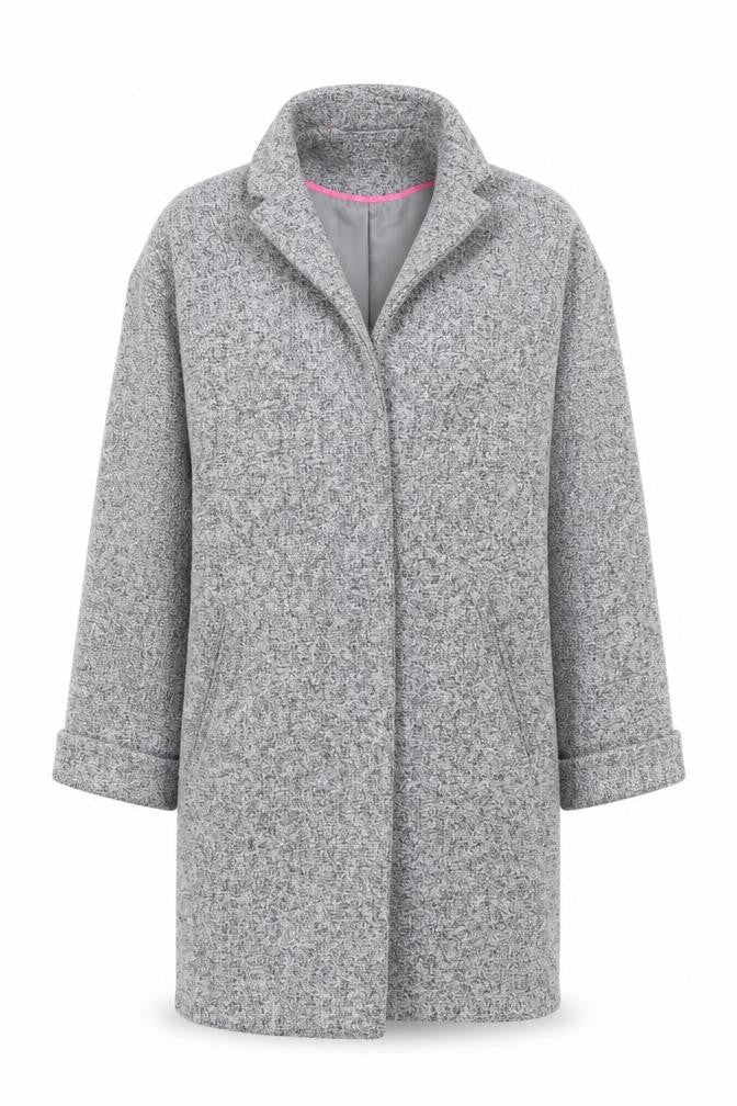 Front view of Oasis Women Grey Wool Blend Mid-Length Overcoat XS