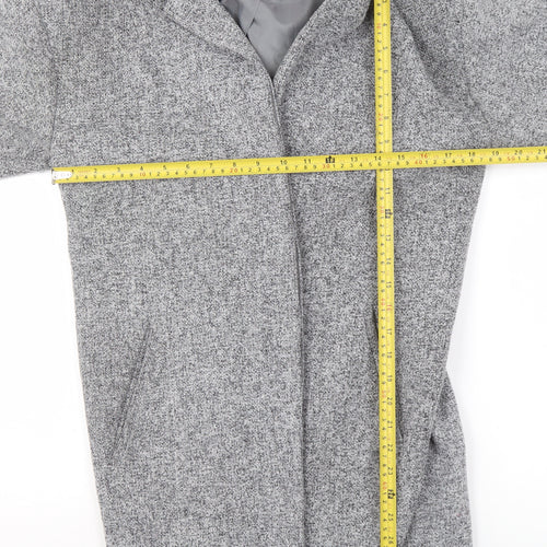Oasis Women Grey Wool Blend Mid-Length Overcoat XS