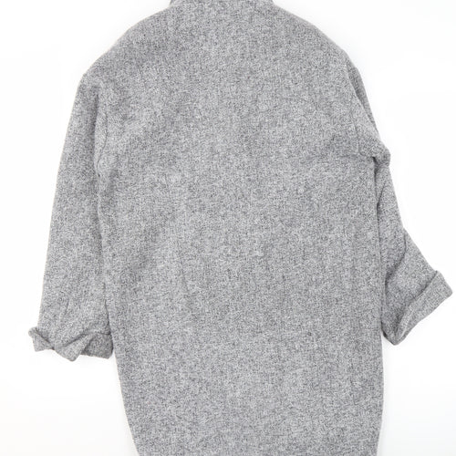 Oasis Women Grey Wool Blend Mid-Length Overcoat XS