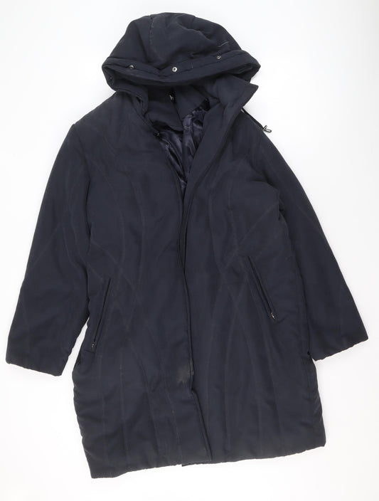 David Barry Women's Black Size 18 Long Hooded Puffer Coat