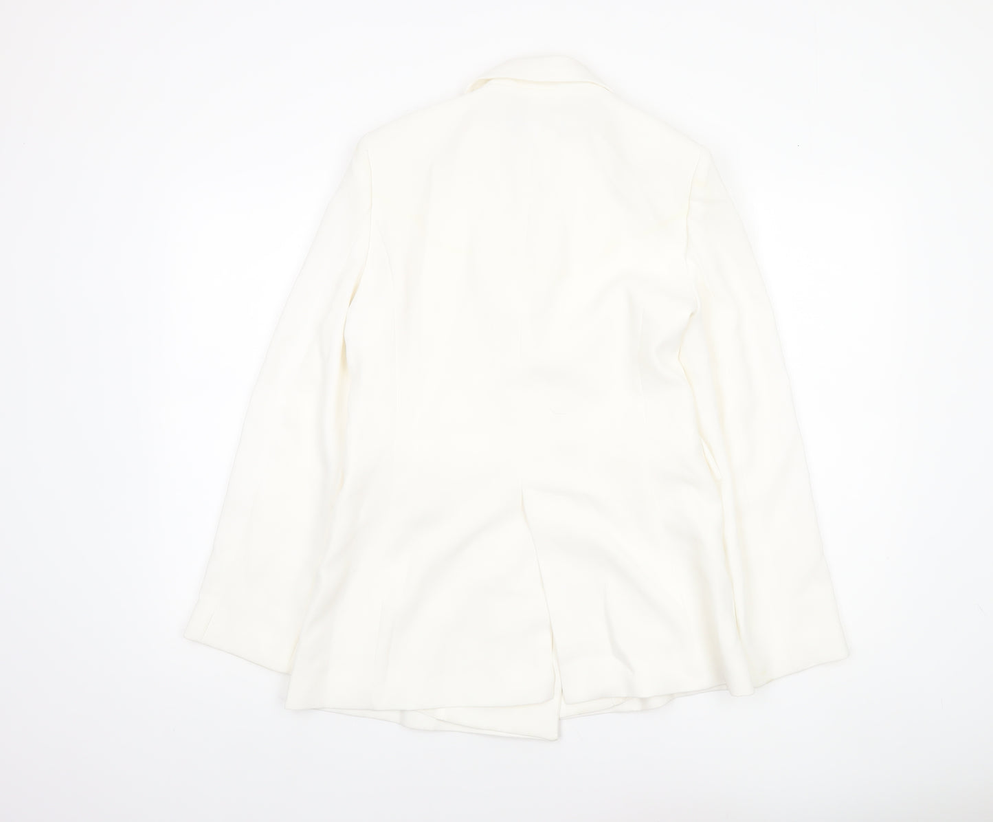 Zara Women White Double-Breasted Blazer Jacket Size S Tailored Fit