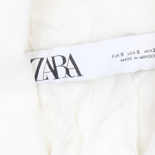 Zara Women White Double-Breasted Blazer Jacket Size S Tailored Fit