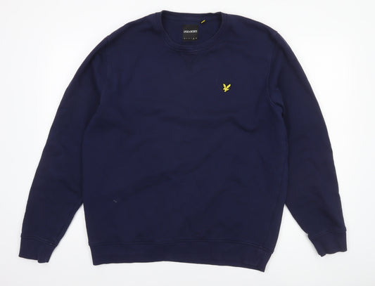 Lyle & Scott Men's Blue XL Crew Neck Cotton Pullover Sweatshirt