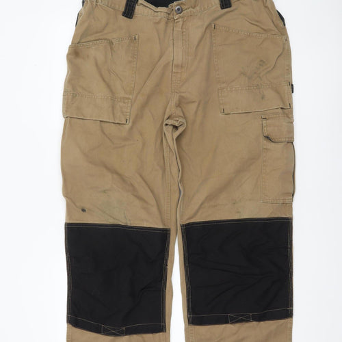 Dickies Mens Beige Cargo Workwear Trousers Size L 38in Cotton