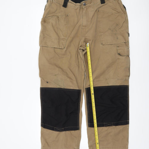 Dickies Mens Beige Cargo Workwear Trousers Size L 38in Cotton