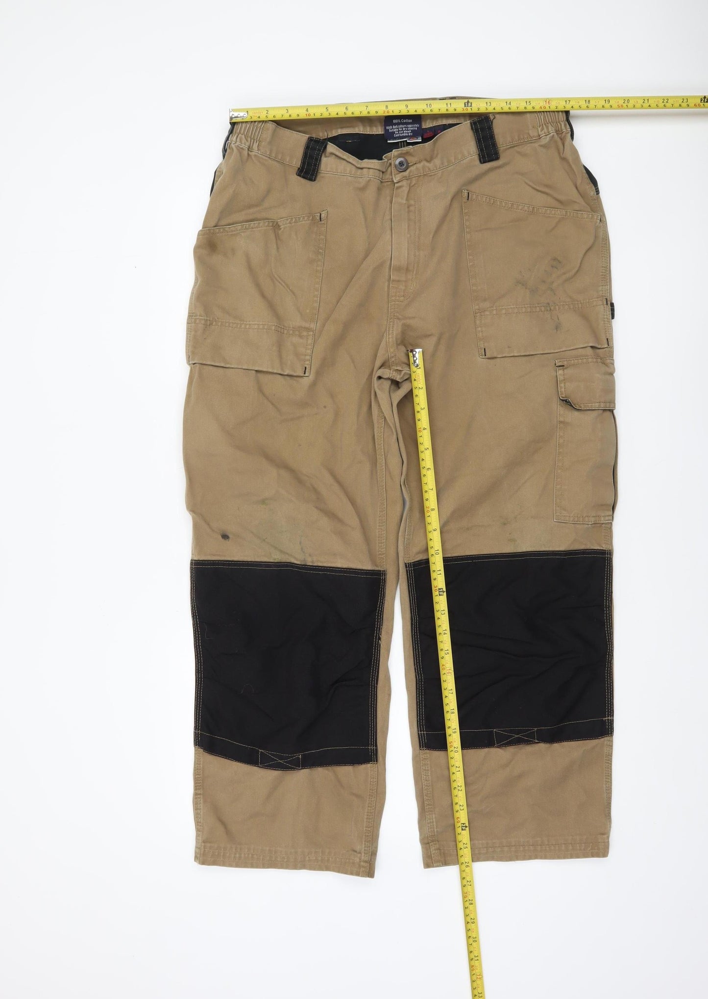 Dickies Mens Beige Cargo Workwear Trousers Size L 38in Cotton