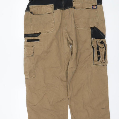 Dickies Mens Beige Cargo Workwear Trousers Size L 38in Cotton