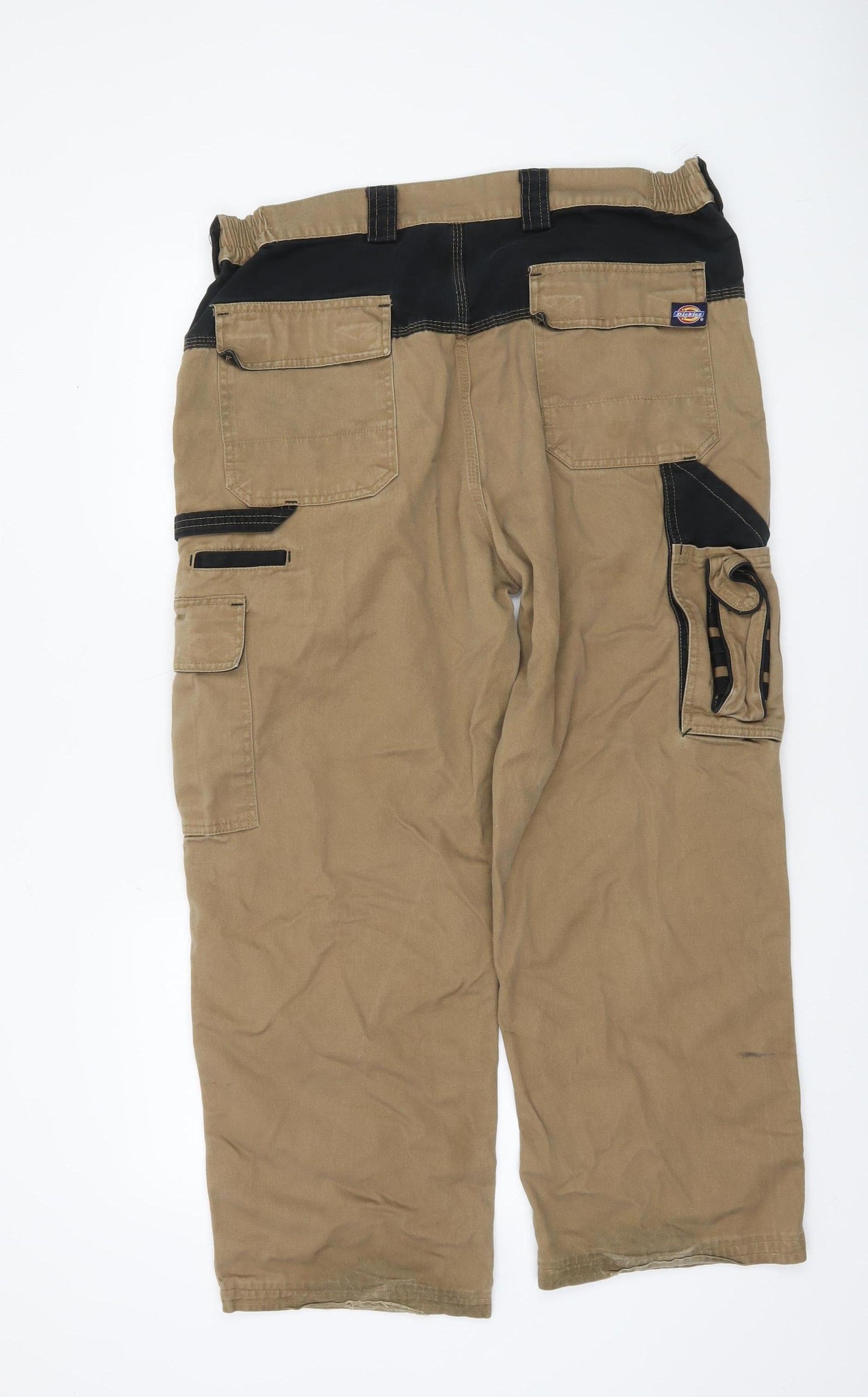 Dickies Mens Beige Cargo Workwear Trousers Size L 38in Cotton