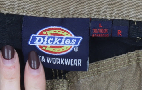 Dickies Mens Beige Cargo Workwear Trousers Size L 38in Cotton