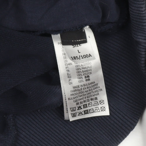 Diesel Mens Blue Pullover Hoodie L Logo Graphic Cotton Sweatshirt