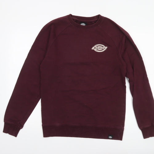 Dickies Men’s Red Small Pullover Sweatshirt Logo Crew Neck