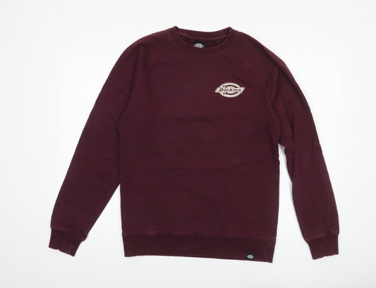 Dickies Men’s Red Small Pullover Sweatshirt Logo Crew Neck