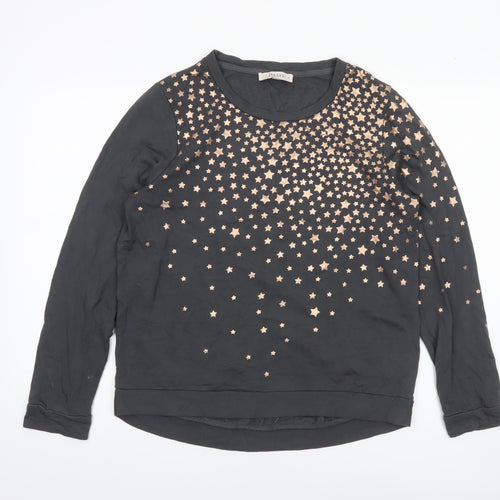 Oasis Women Black Star Embellished Pullover Sweatshirt Size M Viscose Blend