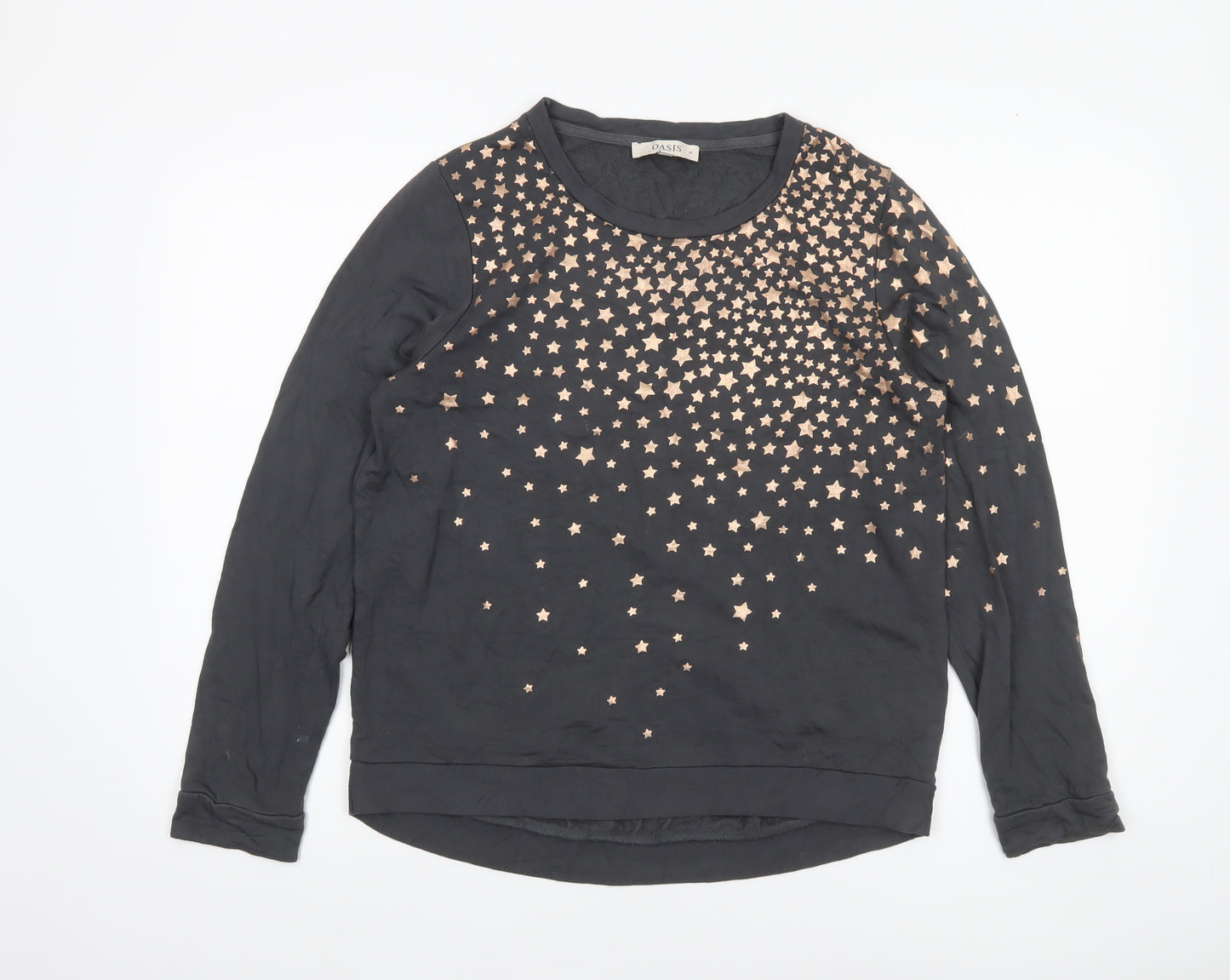 Oasis Women Black Star Embellished Pullover Sweatshirt Size M Viscose Blend