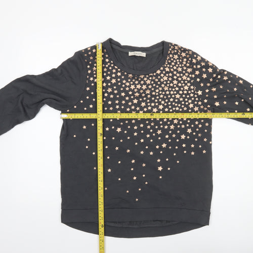 Oasis Women Black Star Embellished Pullover Sweatshirt Size M Viscose Blend