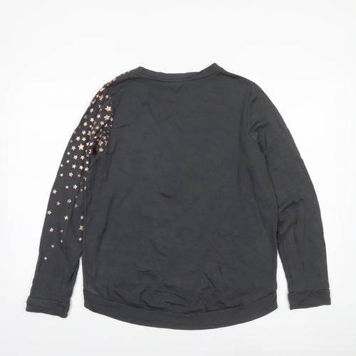 Oasis Women Black Star Embellished Pullover Sweatshirt Size M Viscose Blend