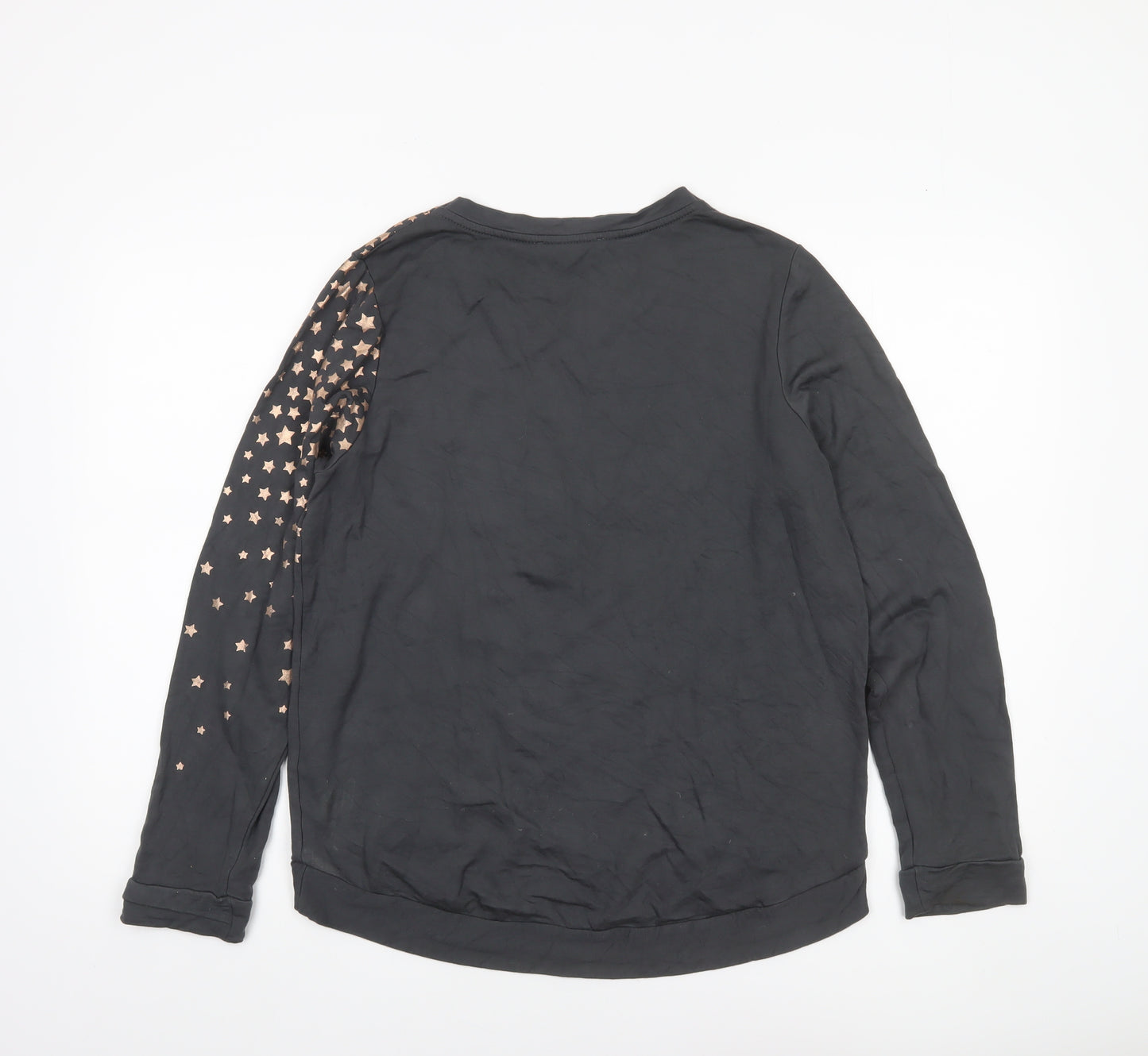 Oasis Women Black Star Embellished Pullover Sweatshirt Size M Viscose Blend