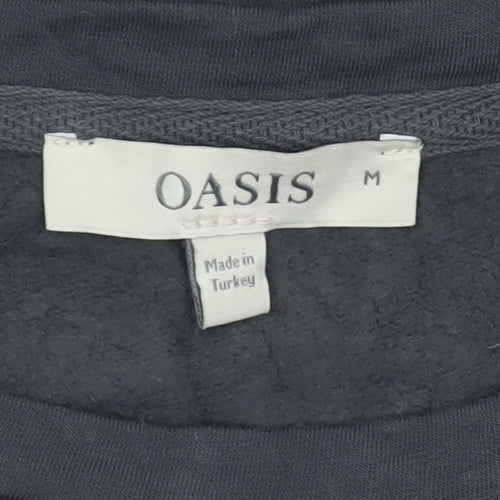 Oasis Women Black Star Embellished Pullover Sweatshirt Size M Viscose Blend