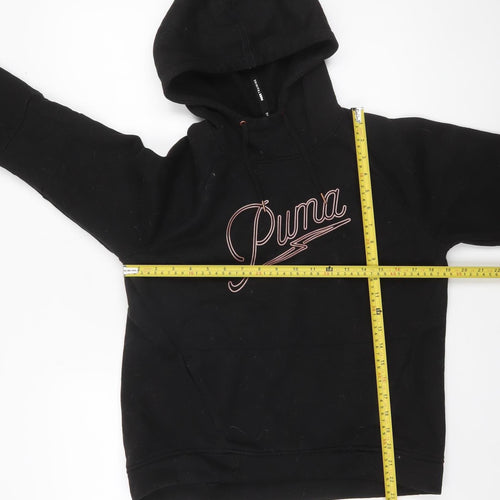 Puma Women Black Small Pullover Hoodie Sweatshirt Lightweight Cotton Blend