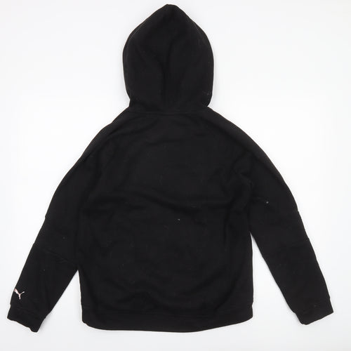 Puma Women Black Small Pullover Hoodie Sweatshirt Lightweight Cotton Blend