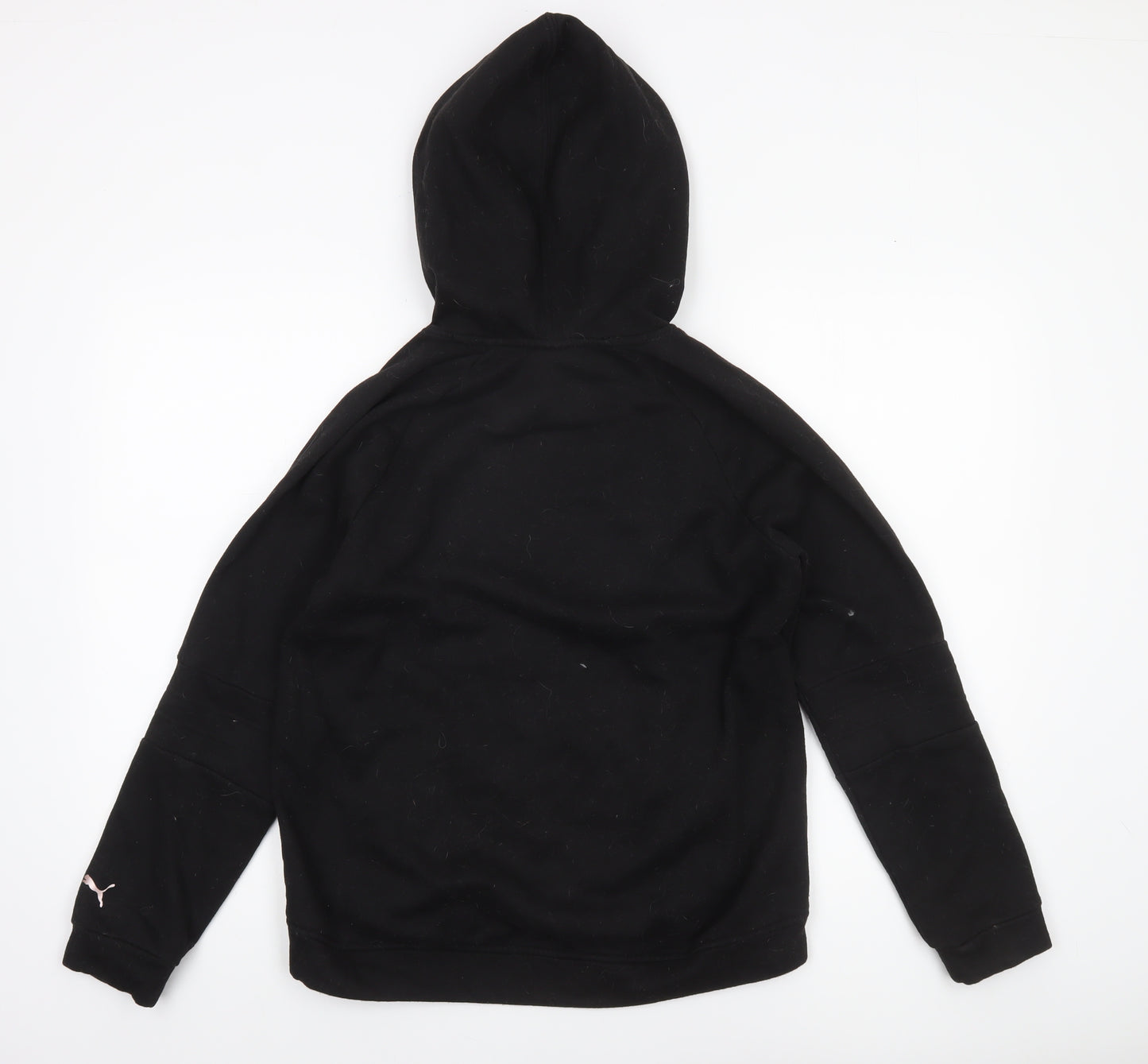 Puma Women Black Small Pullover Hoodie Sweatshirt Lightweight Cotton Blend