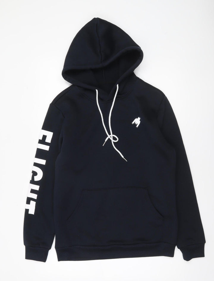 SHEIN Women's Black Pullover Hoodie Size S Flight Print Sweatshirt