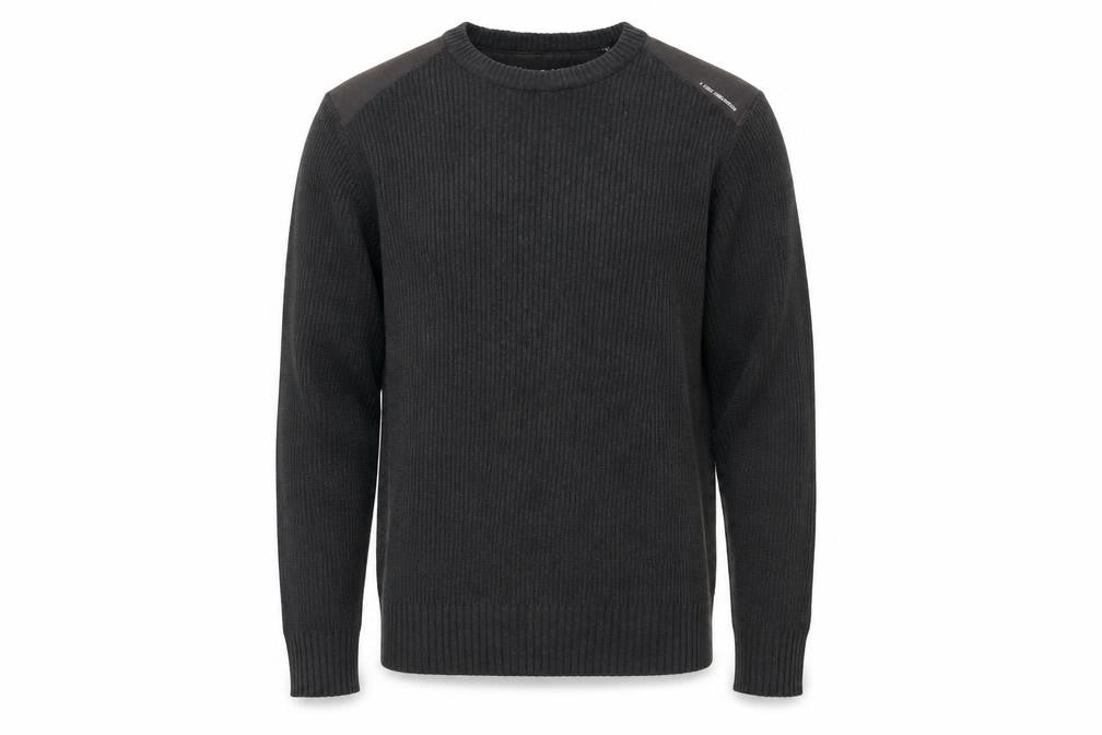 Jack & Jones Mens Black Crew Neck Ribbed Knit Jumper Size M