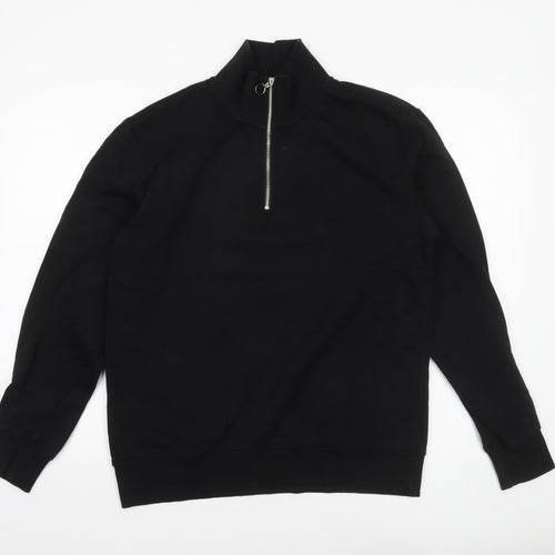 Weekday Men’s Black 1/2 Zip High Neck Fleece Sweatshirt Size S