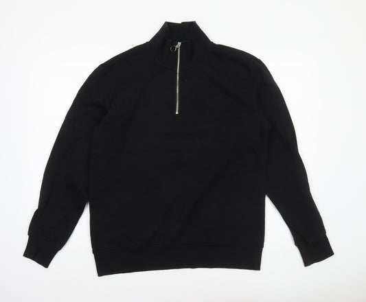 Weekday Men’s Black 1/2 Zip High Neck Fleece Sweatshirt Size S