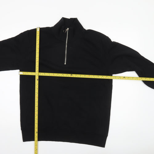 Weekday Men’s Black 1/2 Zip High Neck Fleece Sweatshirt Size S