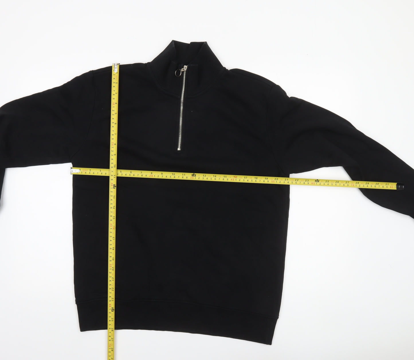 Weekday Men’s Black 1/2 Zip High Neck Fleece Sweatshirt Size S