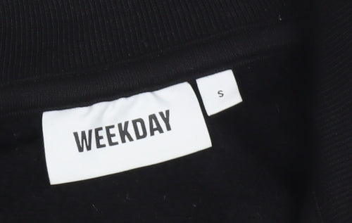Weekday Men’s Black 1/2 Zip High Neck Fleece Sweatshirt Size S