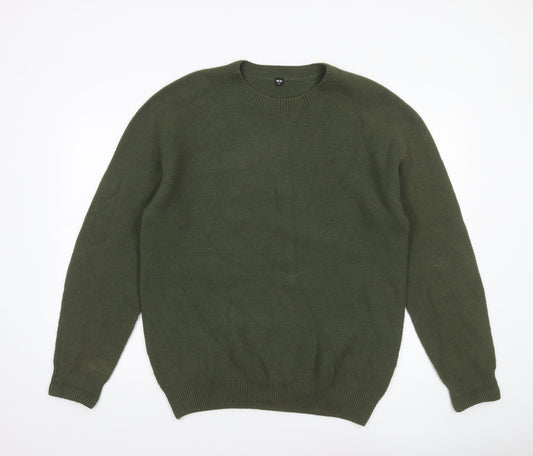 Uniqlo Men’s Green Crew Neck Knit Jumper Size L Acrylic Cotton